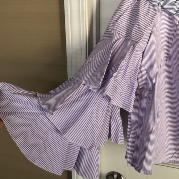 Romeo & Juliet Couture • Pinstriped Blouse - Picture 3 of 6